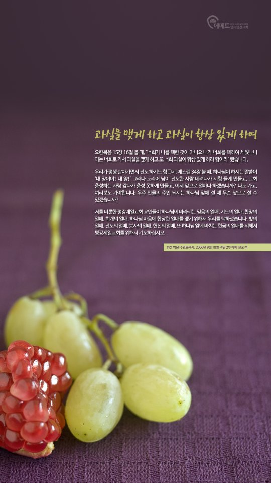 [오늘의 만나] 과실을 맺게 하고 과실이 항상 있게 하여 모바일용 배경화면